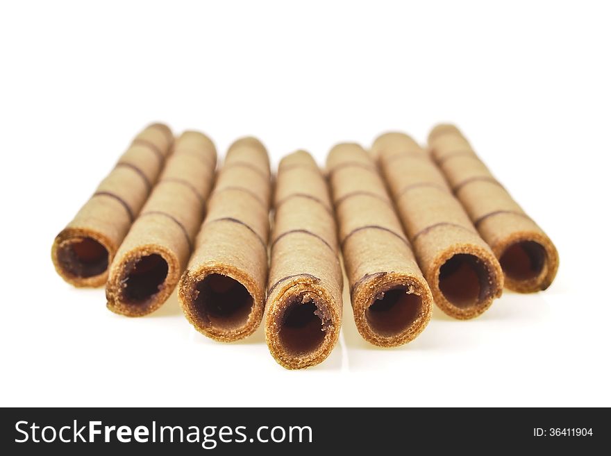 Isolated of wafer stick line on white background. Isolated of wafer stick line on white background