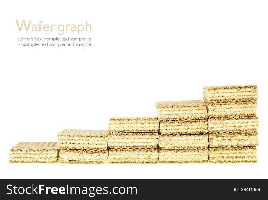 Five step liner increase by wafer stack on white background. Five step liner increase by wafer stack on white background