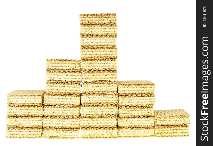 Five step wafer stack in triangle shape on white background. Five step wafer stack in triangle shape on white background