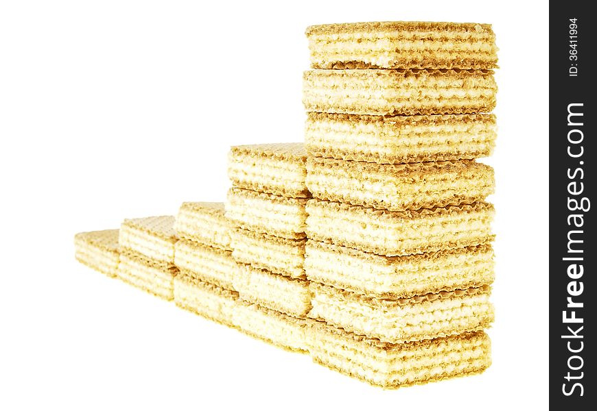 Persptive of five step increase by wafer stack on white background. Persptive of five step increase by wafer stack on white background