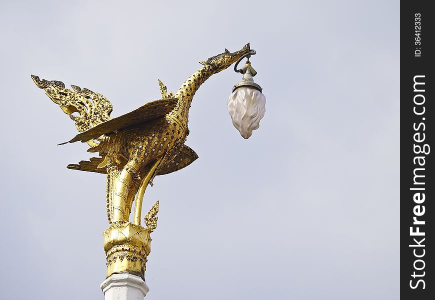 Swan decoration on top of lamppost at grand palace, phrakaew temple, Bangkok, Thailand. Swan decoration on top of lamppost at grand palace, phrakaew temple, Bangkok, Thailand