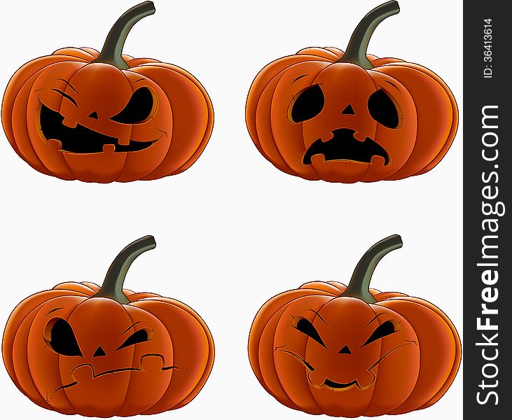 Vector set: Pumpkins for Halloween. This is file of EPS10 format.