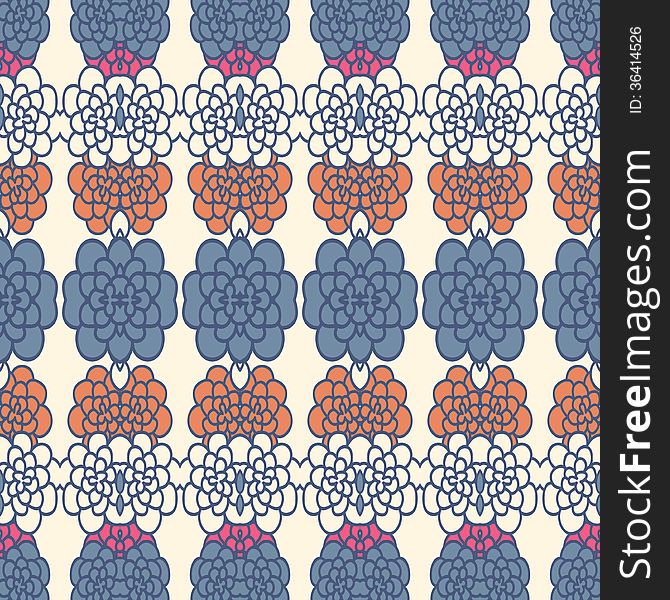 Colorful vintage pattern with floral ornament, seamless background. Colorful vintage pattern with floral ornament, seamless background