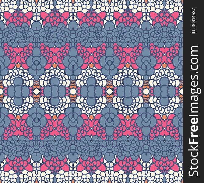 Colorful vintage pattern with floral ornament, seamless background. Colorful vintage pattern with floral ornament, seamless background