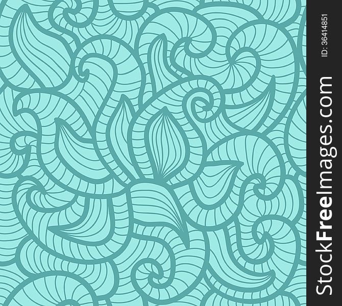 Seamless abstract hand-drawn vector pattern, waves