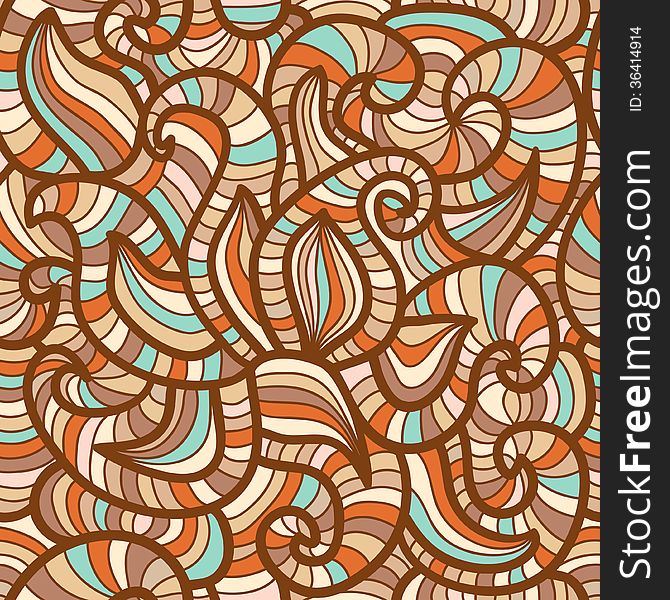 Seamless abstract hand-drawn vector pattern, waves background