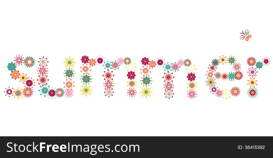 Summer, letters from vector colorful flowers. Summer, letters from vector colorful flowers.