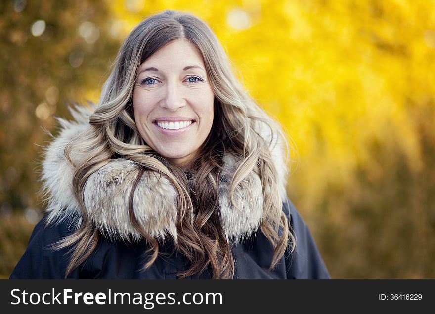 Woman Enjoying Winter In A Wood