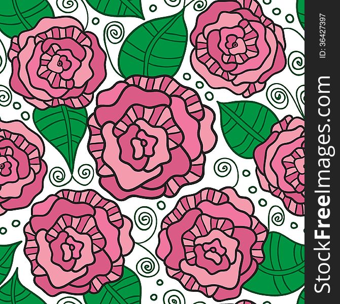 Seamless Vector Pattern With Vintage Roses