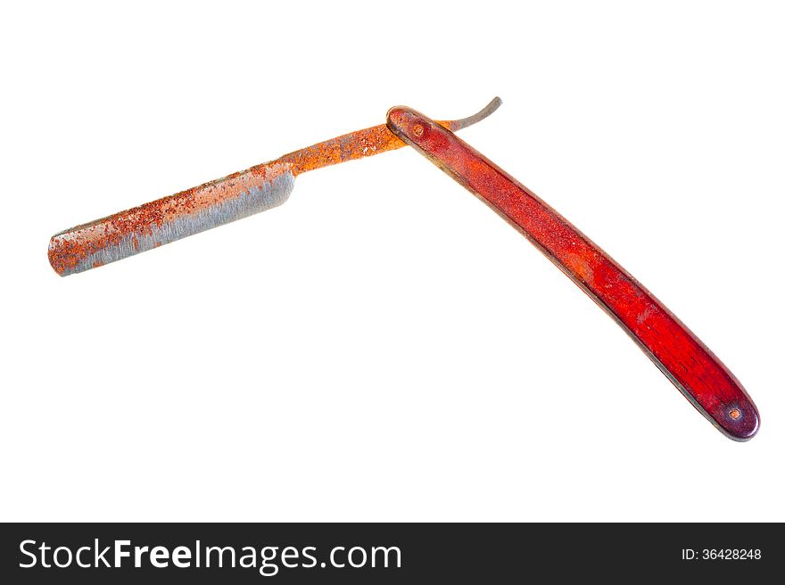 Old Rusty Razor On A White Background