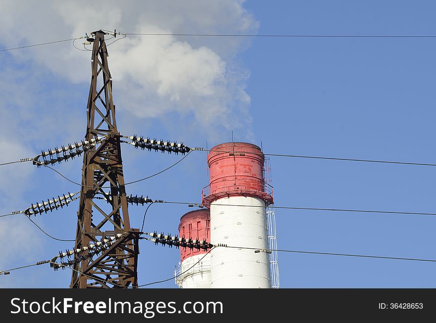 Preview of the power plant (pipes, power line). Preview of the power plant (pipes, power line)