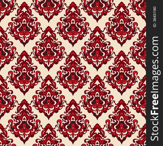 Damask seamless pattern oriental motif