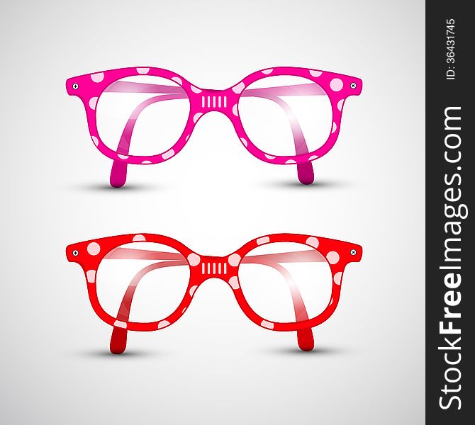 Funny Red, Pink Glasses with Dots