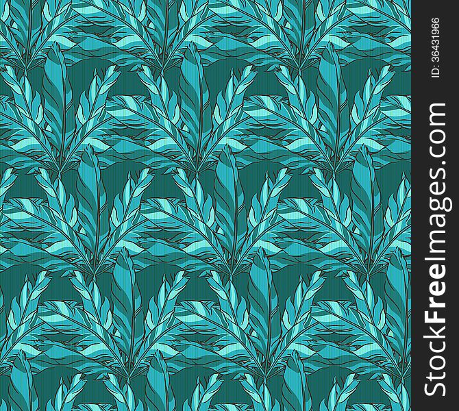 Vector Seamless Pattern With Blue Feather
