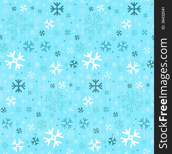 Seamless Blue Winter Background with Snowflakes