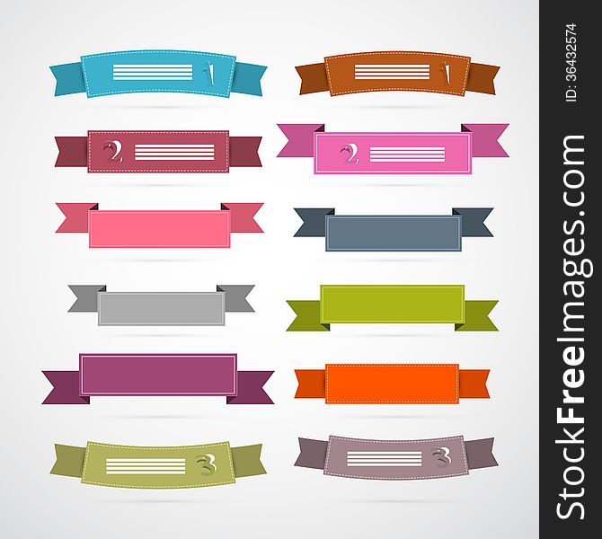 Colorful Retro Ribbons, Labels Set