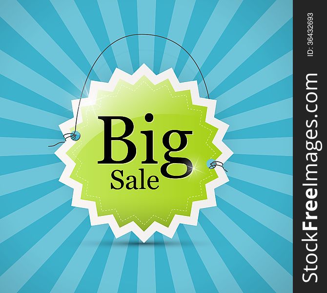 Blue, Green Big Sale Label Background