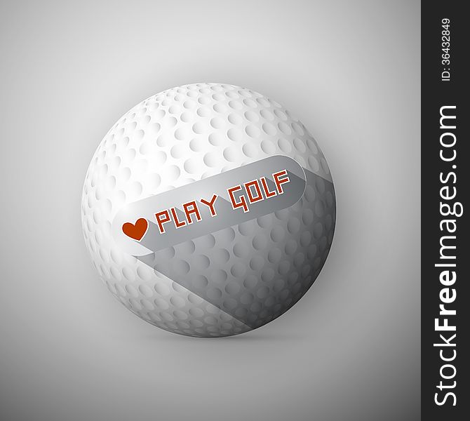 Golf Ball Illustration. Abstract Vector Background. I Love Golf Title.
