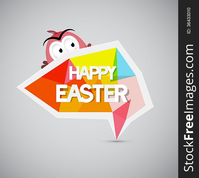 Easter Background, Colorful Label with Chicken