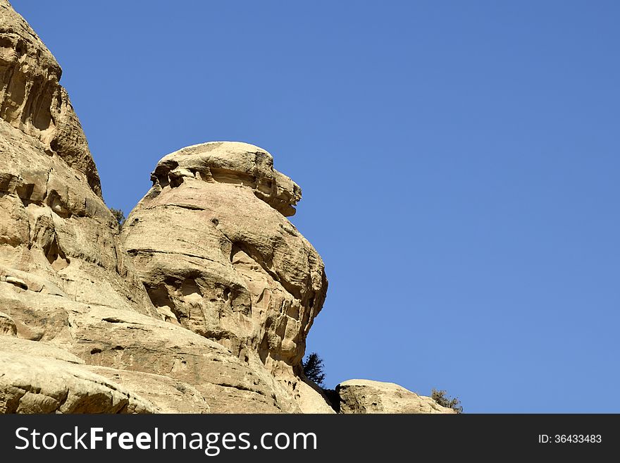 Baboon Rock In Little Petra, Jordan.