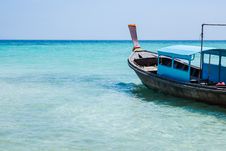 Blue Boat On The Beach Stock Photos Blue Boat On The Beach Stock Photos
