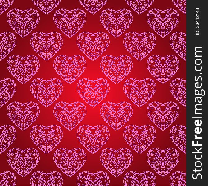 Seamless background with hearts. Royal wallpaper.