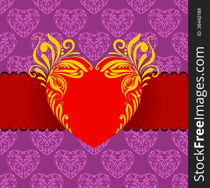 Template frame design for greeting card. Background - seamless pattern.