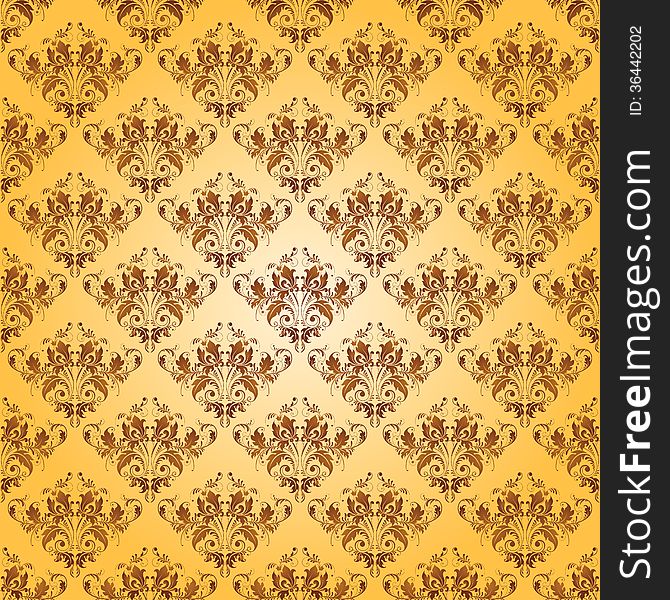 Seamless damask ornament of floral elements. Royal wallpaper. Seamless damask ornament of floral elements. Royal wallpaper.