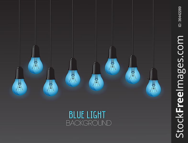 Dark background with blue bulbs, place for text. Dark background with blue bulbs, place for text