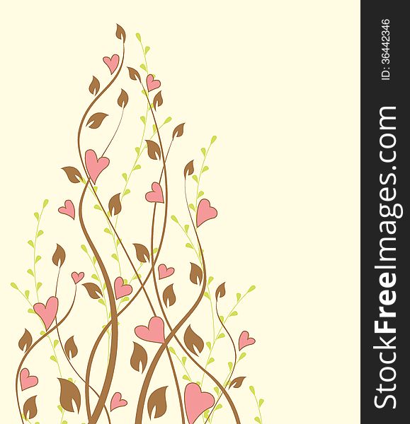Vintage floral background and hearts