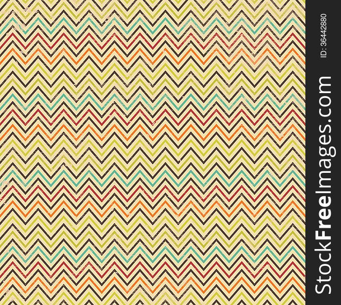 Vector Seamless Geometric Zigzag Background with Grunge Texture, Hipster Style, Seamless Pattern, Illustratuon