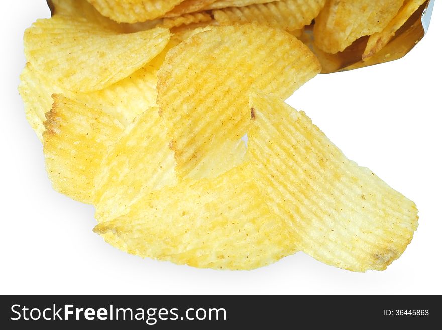 Potato chips isolated.