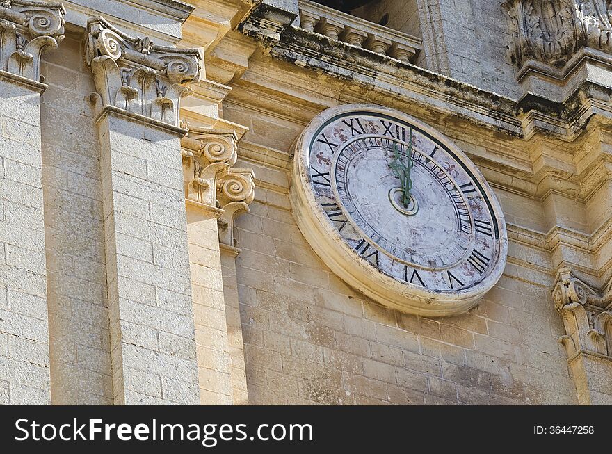 Large Clock On The Facade Of A Cathedral