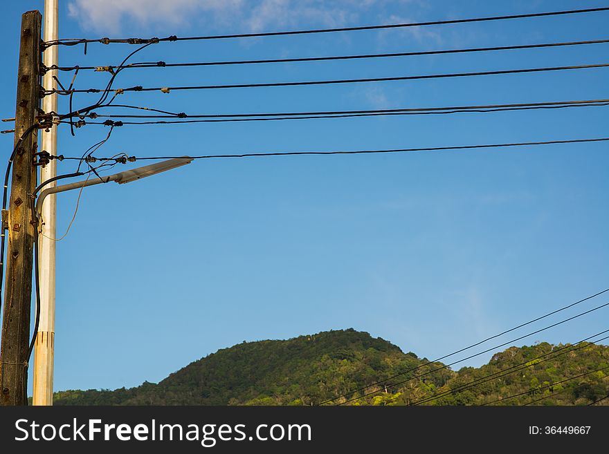 Power Transmission Pole On The Background Of A Mountain Landscap