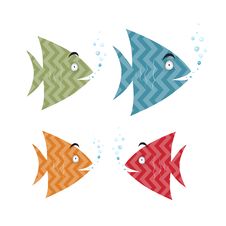 Abstract Retro Fish Set Illustration Stock Photos Abstract Retro Fish Set Illustration Stock Photos