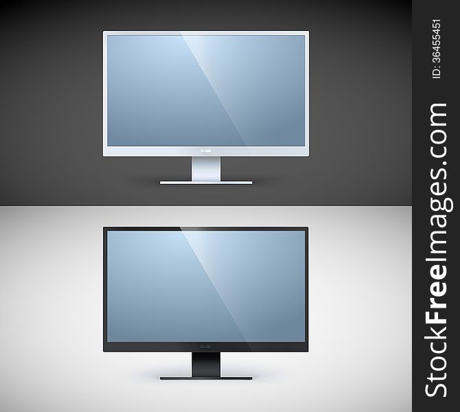 Vector Computer Displays On Black And White