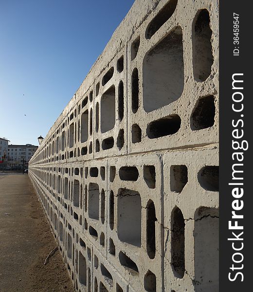 Fence of decorative concrete blocks. Fence of decorative concrete blocks