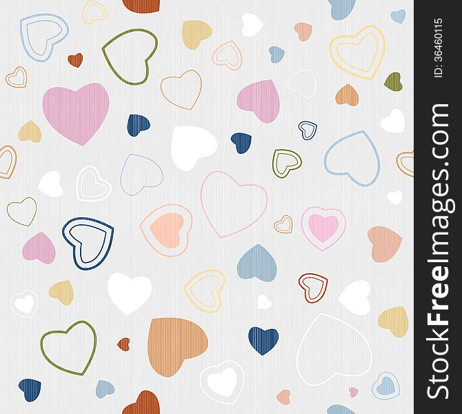 Abstract Retro Textile Seamless Hearts Pattern