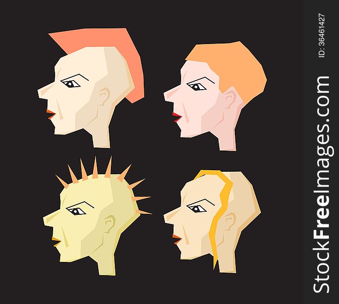 Women Punk Head Illustration