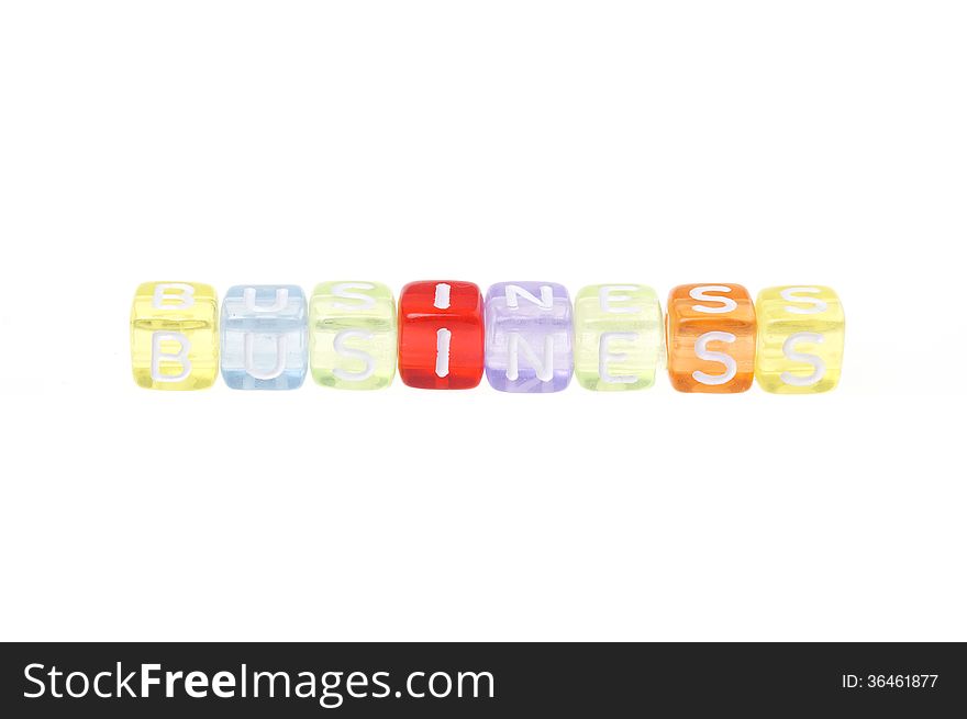 Colorful transparent cubes with business alphabets.