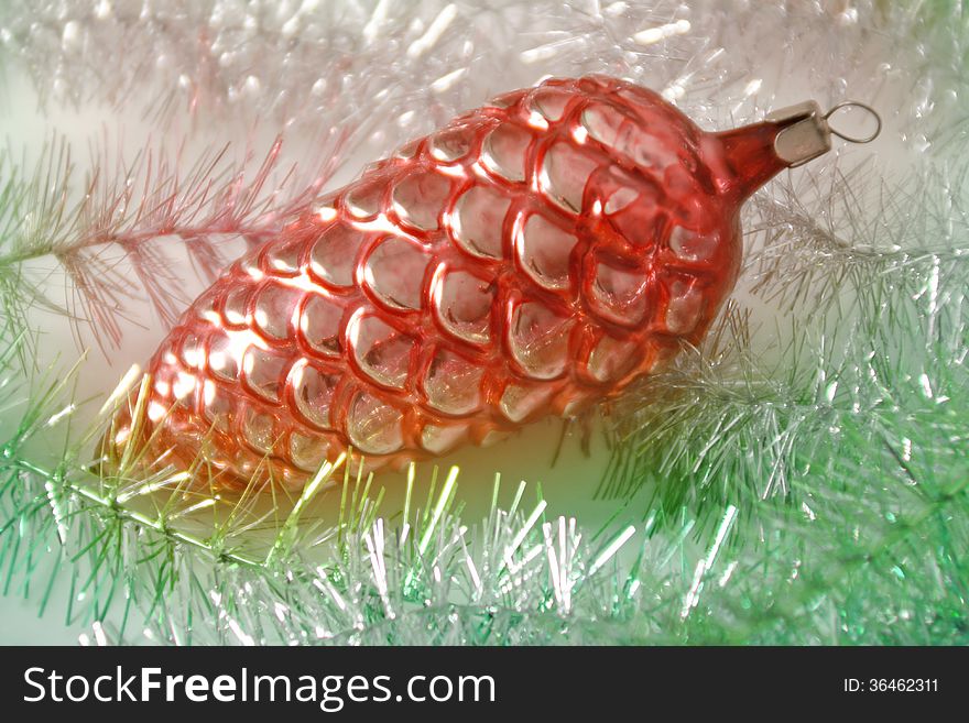 Christmas New Year fur tree cone decor. Christmas New Year fur tree cone decor.