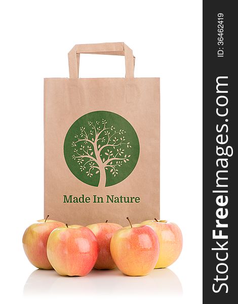 Paper bag with apples