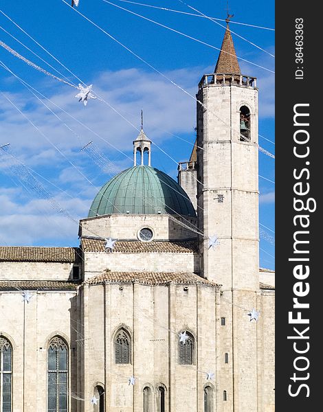 The Cathedral of St. Francis in the medieval town of Ascoli Piceno. Marche Region, Italy. The Cathedral of St. Francis in the medieval town of Ascoli Piceno. Marche Region, Italy