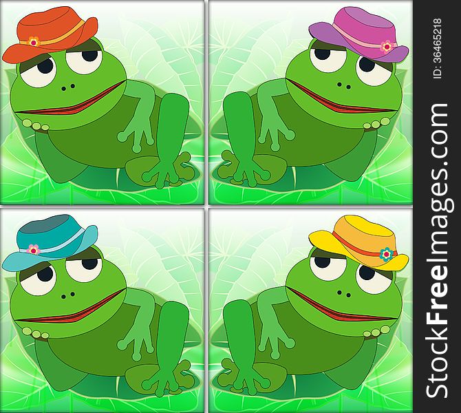 Lazy frog illustration with a hat. Lazy frog illustration with a hat