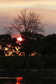 Sunset Over The Okovango Delta Royalty Free Stock Image