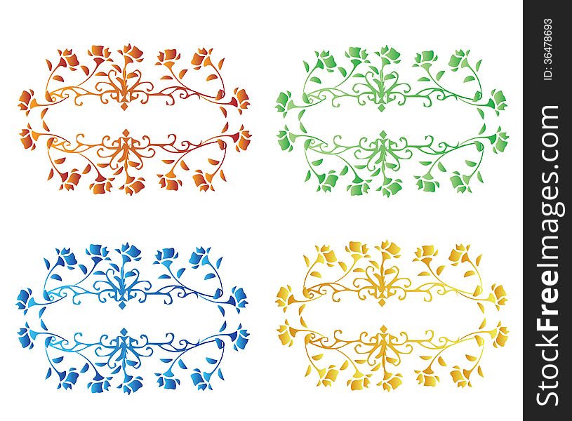 Illustration , set of roses in different color.