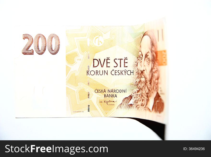 Czech banknotes on a white background. Czech banknotes on a white background