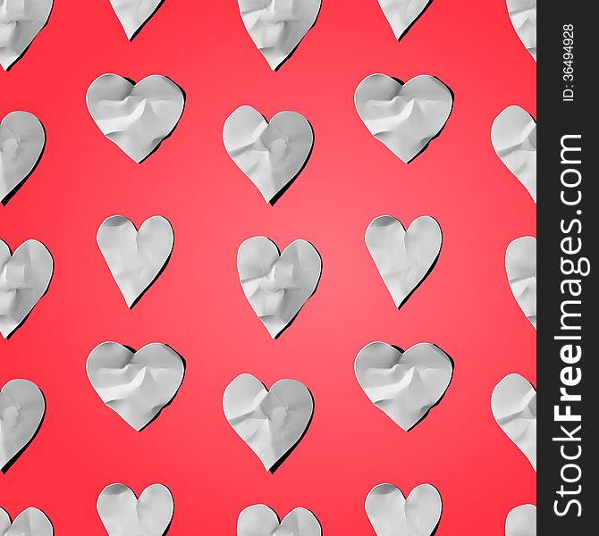 Paper hearts - seamless art craft pattern, vector eps10 image.