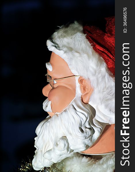 Santa claus toy portrait, night shot