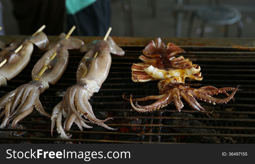 Grilled squid is one of Taiwan's snack. Grilled squid is one of Taiwan's snack.